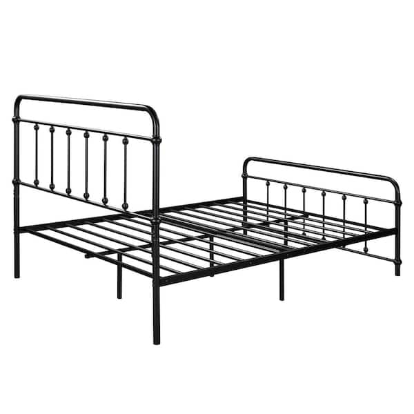 Westsky 56 in. Wide Black Full-Size Modern Style Metal Platform Bed with Headboard and Footboard, Iron Bed Frame for Bedroom
