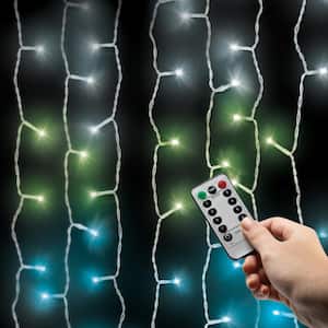 112 Mint Ombre Light 4.2 ft. x 5 ft. Indoor Battery Operated Integrated LED Curtain Lights with Remote Control