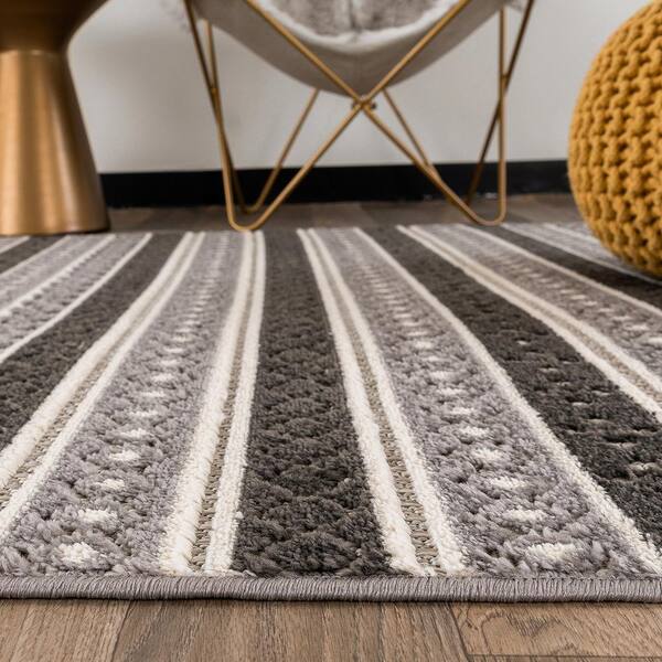 Contemporary Waves Brown Area Rug 2x7 Striped Modern Runner-Actual 1'9" x 7' 2" 