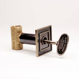 Universal Gas Valve Square Flange and Valve Key with 1/2 in. Straight Valve in Antique Brass