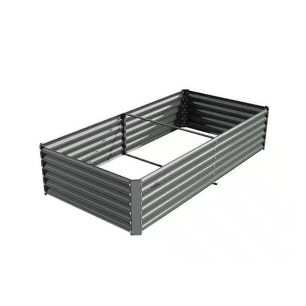8 ft. x 4 ft. x 1.5 ft. Metal Rectangular Galvanized Raised Garden Bed for Vegetables and Flowers Outdoor in Gray