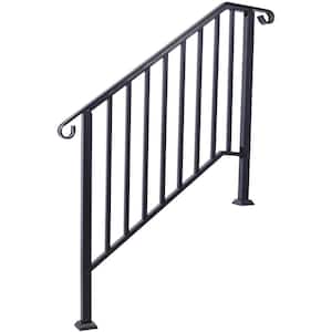 66 in. H x 2 in. W Steel Handrails for Outdoor Steps, Fit 3 or 4 Steps Outdoor Stair Railing, Flexible Porch Railing Kit
