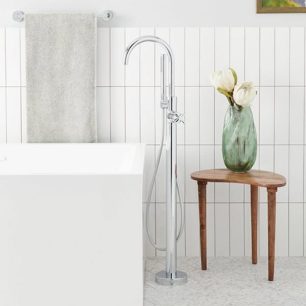 SIGNATURE HARDWARE Vassor Single-Handle Floor Mounted Roman Tub Faucet in. Chrome