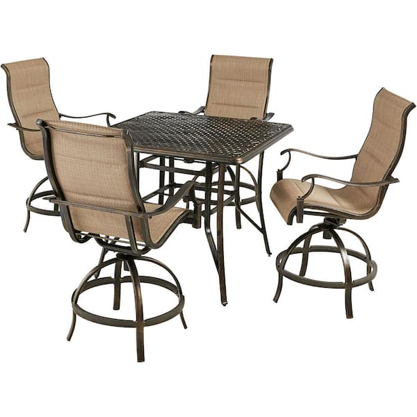 Hanover Traditions 5 Piece Aluminum Outdoor Dining Patio Set 4 Padded