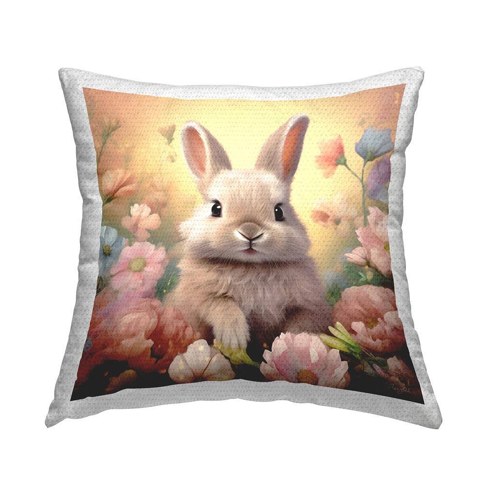 Bunny and Spring Blooms Pink Square Outdoor Throw Pillow price history on PriceWatchPro