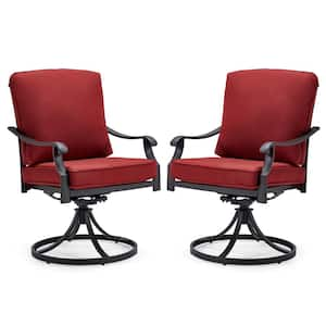 22 in. x 23 in. Outdoor Swivel Patio Dining Chairs Set of 2,360° Swivel Chairs with 3.5 in. Seat Cushions, Red