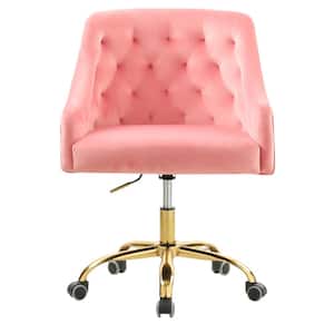 Pink Velvet Upholstered Swivel Task Chair