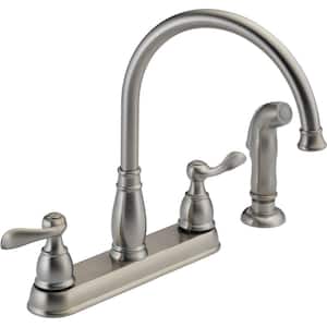 Windemere 2-Handle Standard Kitchen Faucet with Side Sprayer in Stainless