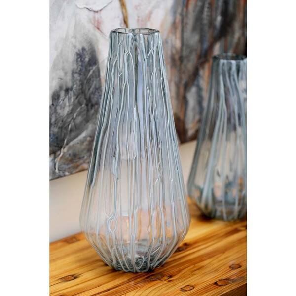 Litton Lane 18 in. Glass Decorative Vase in Light Gray