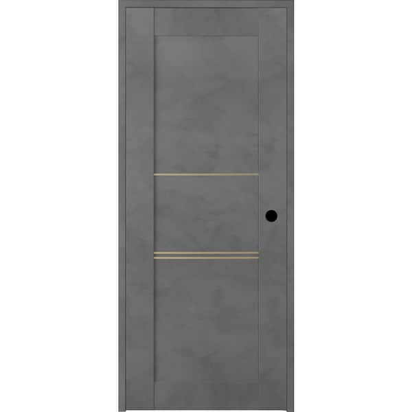 Belldinni Vona 07 3H Gold 18 in. x 80 in. Left-Handed Solid Core Dark Urban Textured Wood Single Prehung Interior Door
