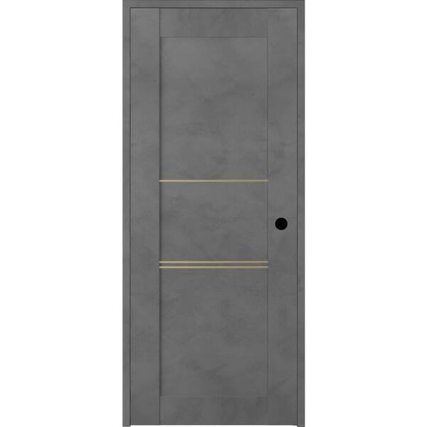 Belldinni Vona 07 3H Gold 28 in. x 80 in. Left-Handed Solid Core Dark Urban Textured Wood Single Prehung Interior Door