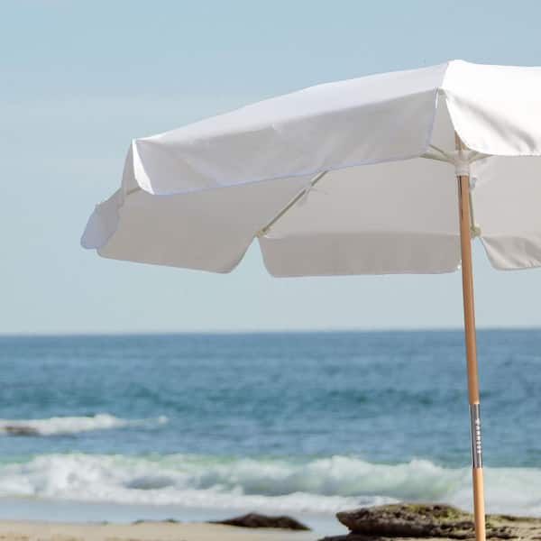 drape patio umbrella SenQWFa 7.8 ft. Drape Patio Umbrella with Carry Bag, Eco Timber Wood Pole, UV 50+ and Water Resistant Canvas in Antique White