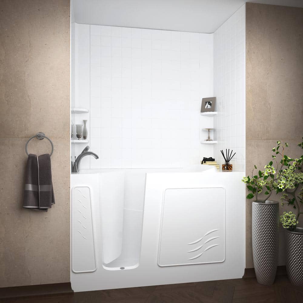 Tucson 60'' x 30'' White Fiberglass Walk-in Air Bathtub with Faucet