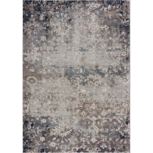 Havana Navy Blue 2 ft. 3 in. x 18 ft. Traditional Distressed Runner Area Rug