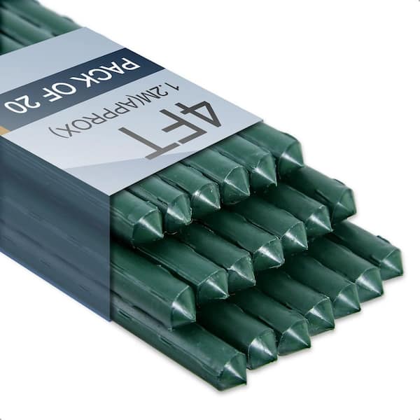 48 in. 20-Pack Green Garden Stakes, Tomato Stakes for Outdoor Plant Support for Beans Potted Climbing Plants