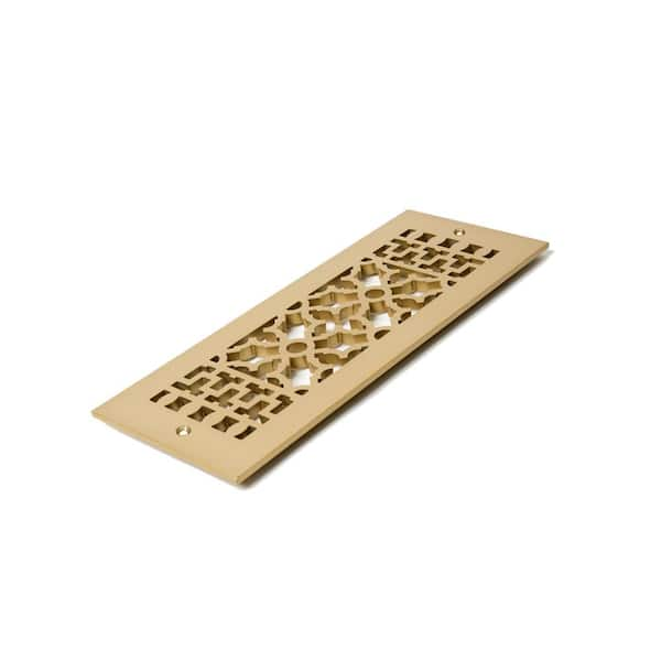 Reggio Registers Scroll Series 8 in. x 4 in. Aluminum Grille, Sun Gold with Mounting Holes