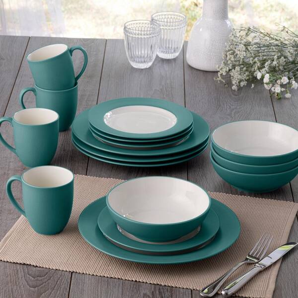 Noritake STONEWARE 汁椀　ターコイズブルー　8個セット Noritake Colorwave Turquoise 16-Piece Rim (Turquoise) Stoneware