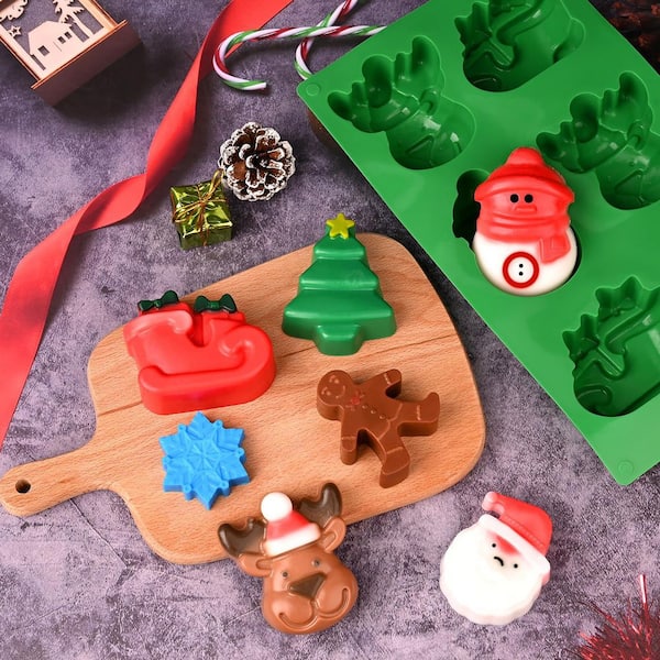 3 Pack Christmas Silicone Mold Set Food Safe Nonstick Baking Molds with Santa Snowman Tree Shape for Cakes Candy