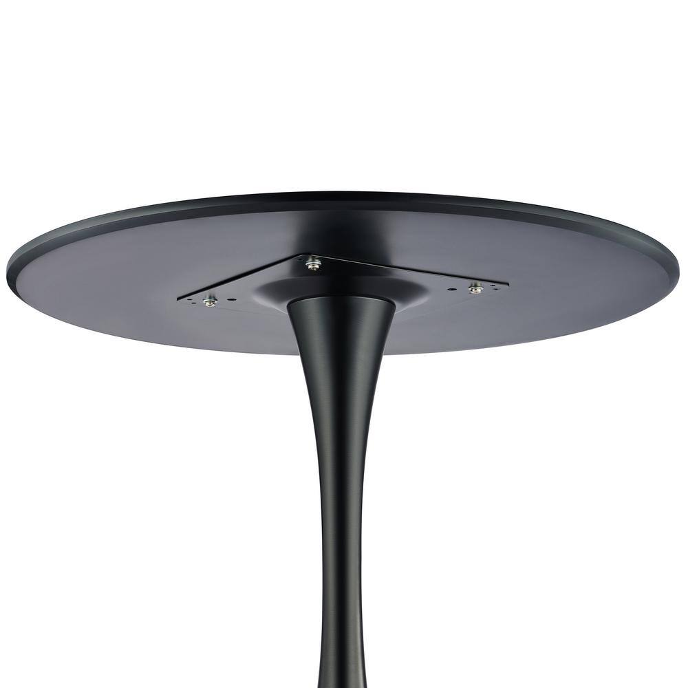 31.5'' Black MDF Round Mid-Century Modern Dining Table