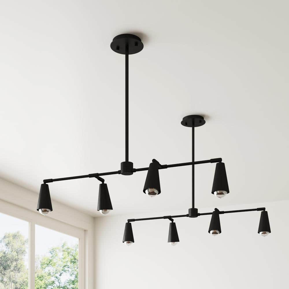 Nathan James Violet 42 in. Matte Black 4-Light MidCentury Modern ...