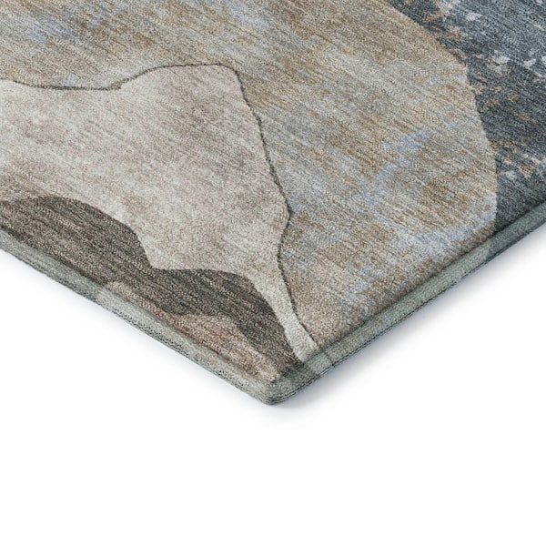 Mayfield Premium Machine Washable Abstract AMF2219 Beige 9 ft. x 12 ft. Area Rug