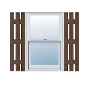 12 in. x 56 in. Lifetime Vinyl TailorMade Three Board Spaced Board and Batten Shutters Pair Federal Brown