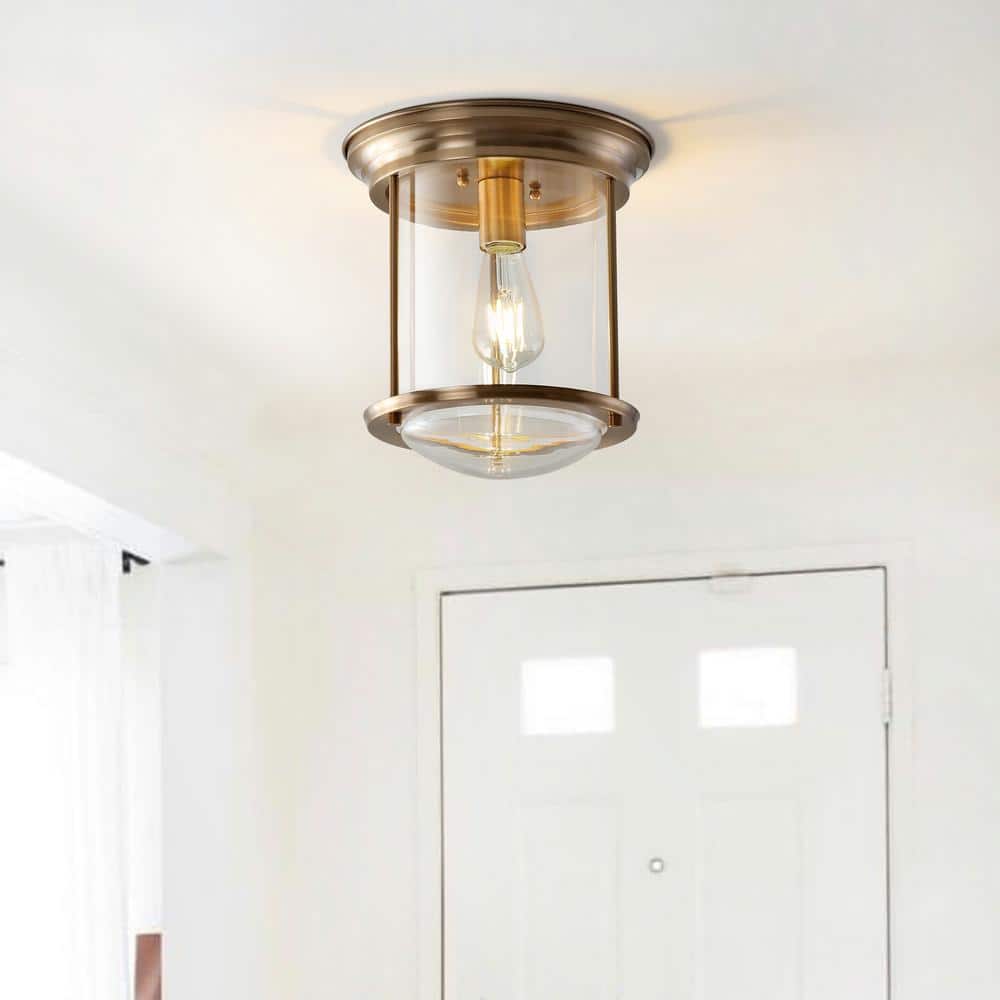 Savannah 10.25" Brass and Glass LED Flush Mount Light