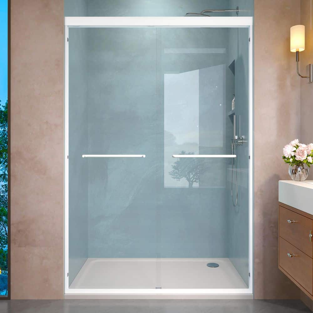 44-48 in. W x 72 in. H Double Sliding Semi-Frameless Shower Door in White Finish with SGCC 1/4 in. Tempered Clear Glass price history on PriceWatchPro