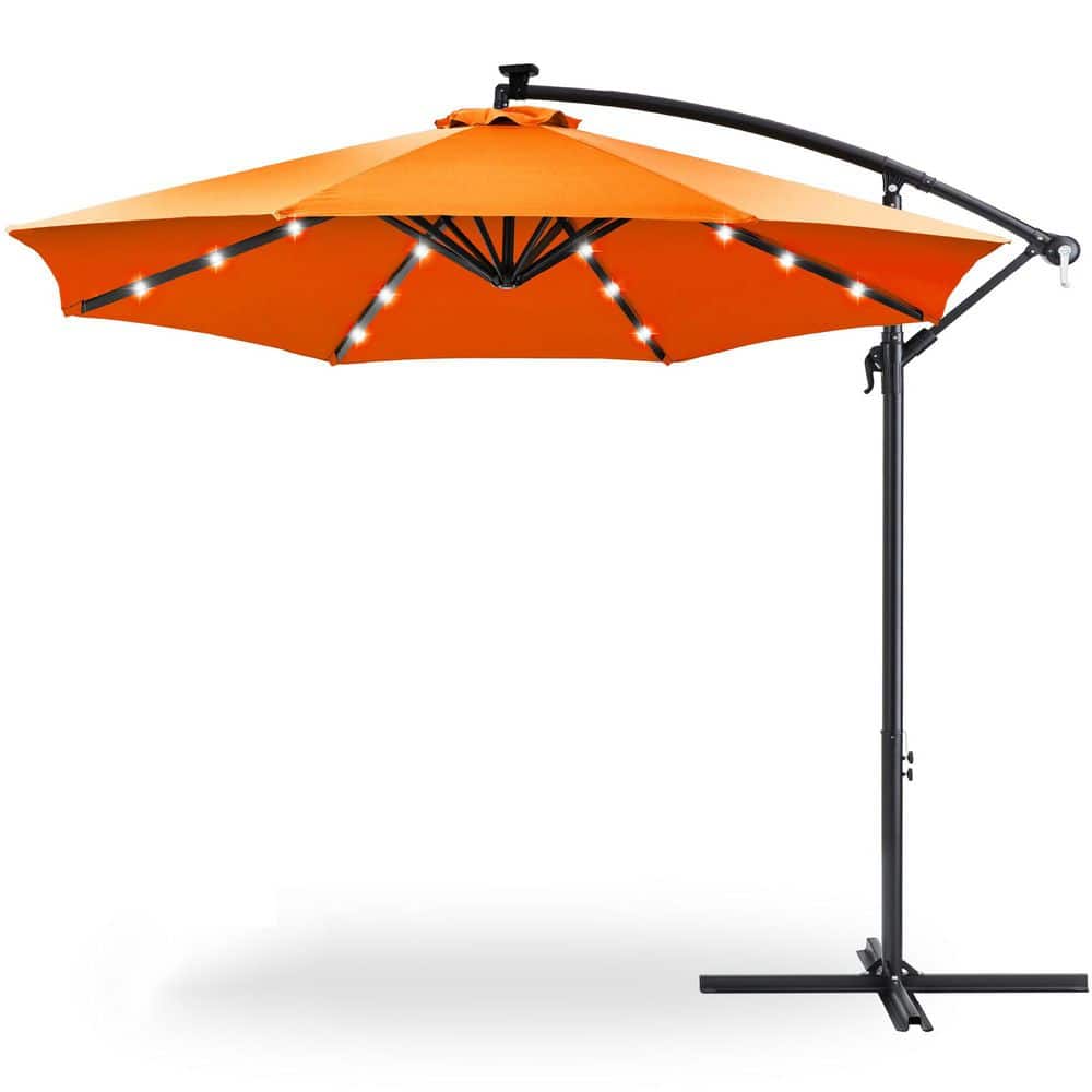 10 ft. Steel Cantilever Solar Patio Umbrella in Orange
