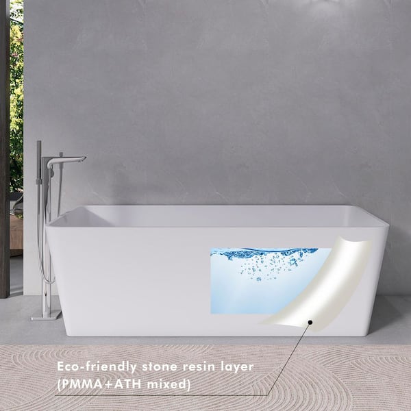 Xspracer Moray 67 in. Solid Surface Stone Resin Flatbottom