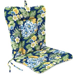 38 in. L x 21 in. W x 3.5 in. T Outdoor Wrought Iron Chair Cushion in Binessa Lapis