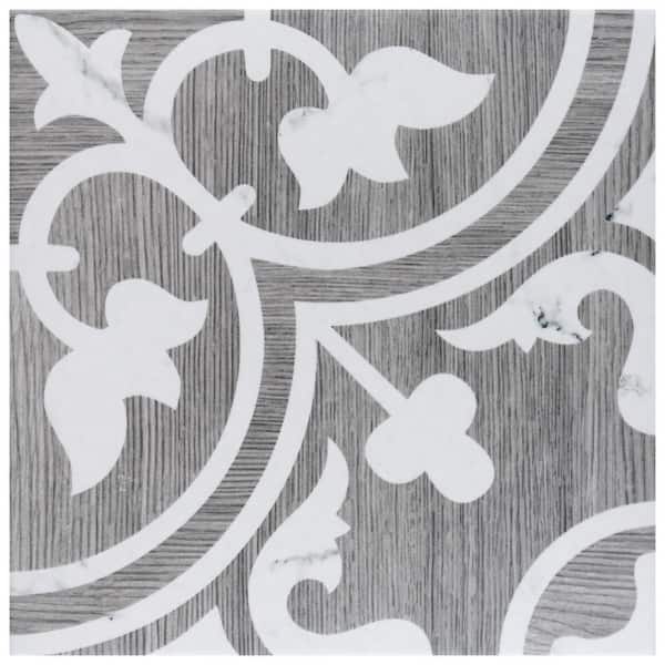 Merola Tile Llama Arte Loire Verso Silver Smoke 9-3/4 in. x 9-3/4 in. Porcelain Floor and Wall Tile (10.88 sq. ft./Case)