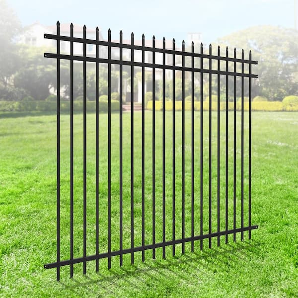 6 ft. x 8 ft. Heavy-Duty Steel Spaced Bar Pointed Pinnacle Metal Fence Panel (Single Panel)