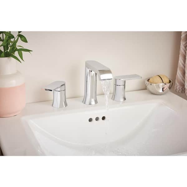 Genta 8 in. Widespread 2-Handle Bath Faucet with 3-Piece Hardware Set in Chrome (24 in. Towel Bar) (Valve Included)