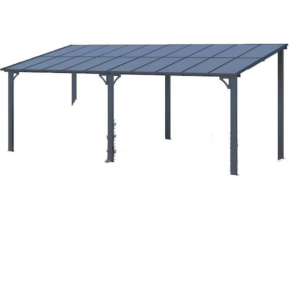 20 ft. x 8 ft. Dark Gray Aluminum Patio Cover