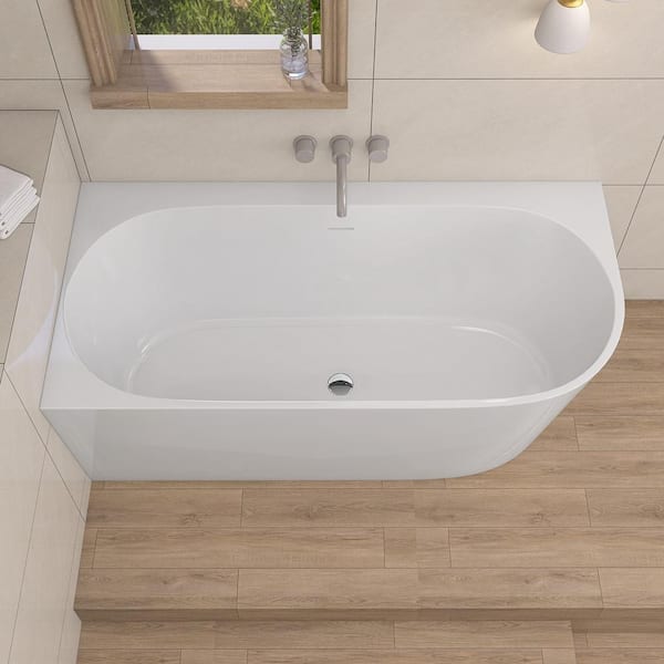 Zeafive 59 in. x 29.53 in. Freestanding Soaking Tub Left Corner