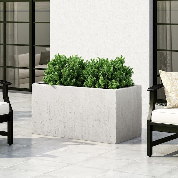 Unbranded 35.25 in. Outdoor Large Planter, White Magnesium Oxide Lightweight Concrete Square Garden Planter for Indoor and Outdoor