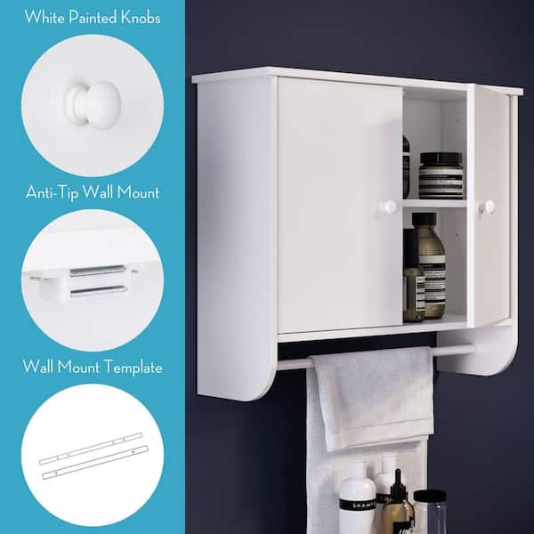RiverRidge Medford 22.06-in x 20.19-in x 7.75-in White Bathroom Wall Cabinet