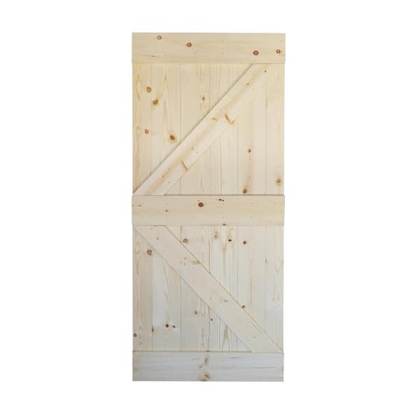 WELLHOME 36inX84in DIY K Series Knotty Pine Sliding Barn Door 