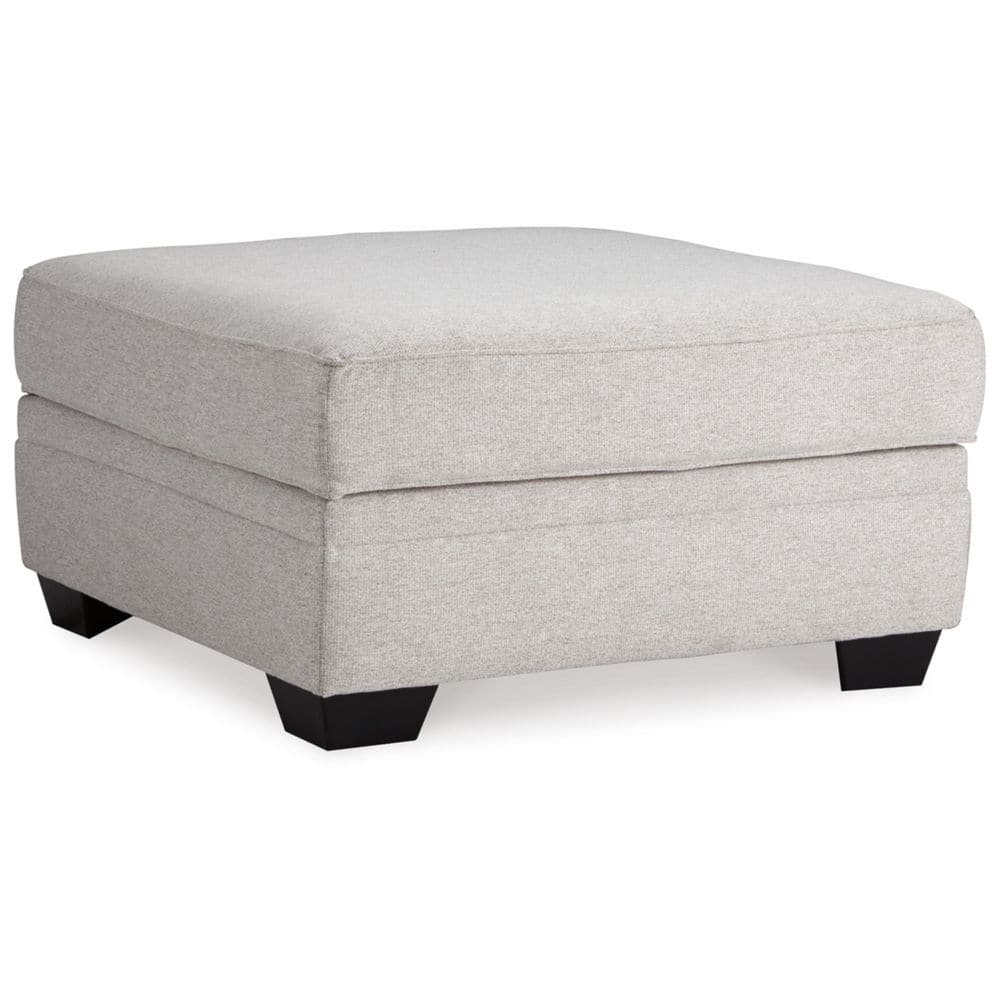 Dellara Gray Polyester Square Storage Ottoman