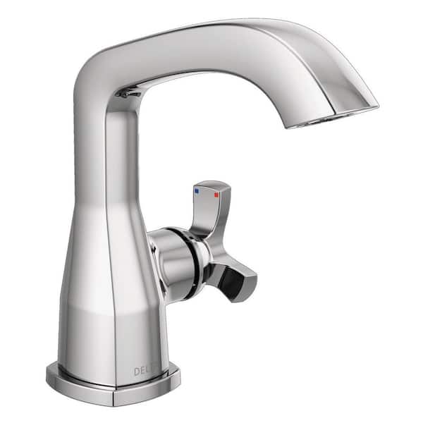 Delta Stryke Single Handle Single Hole Bathroom Faucet with Metal Pop-Up Assembly in Polished Chrome