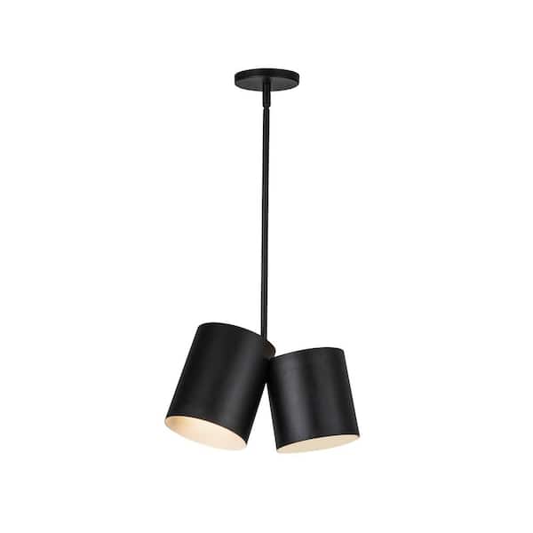 KUZCO Keiko 14 in. 2 Light 60-Watt Black Pendant Light