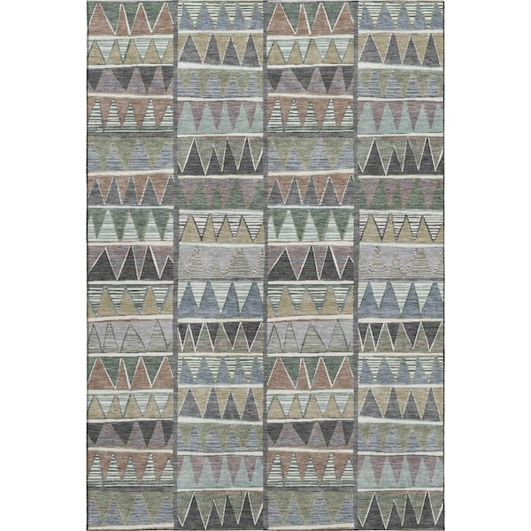 Mayfield Premium Machine Washable Abstract AMF2205 Gray 8 ft. x 10 ft. Area Rug