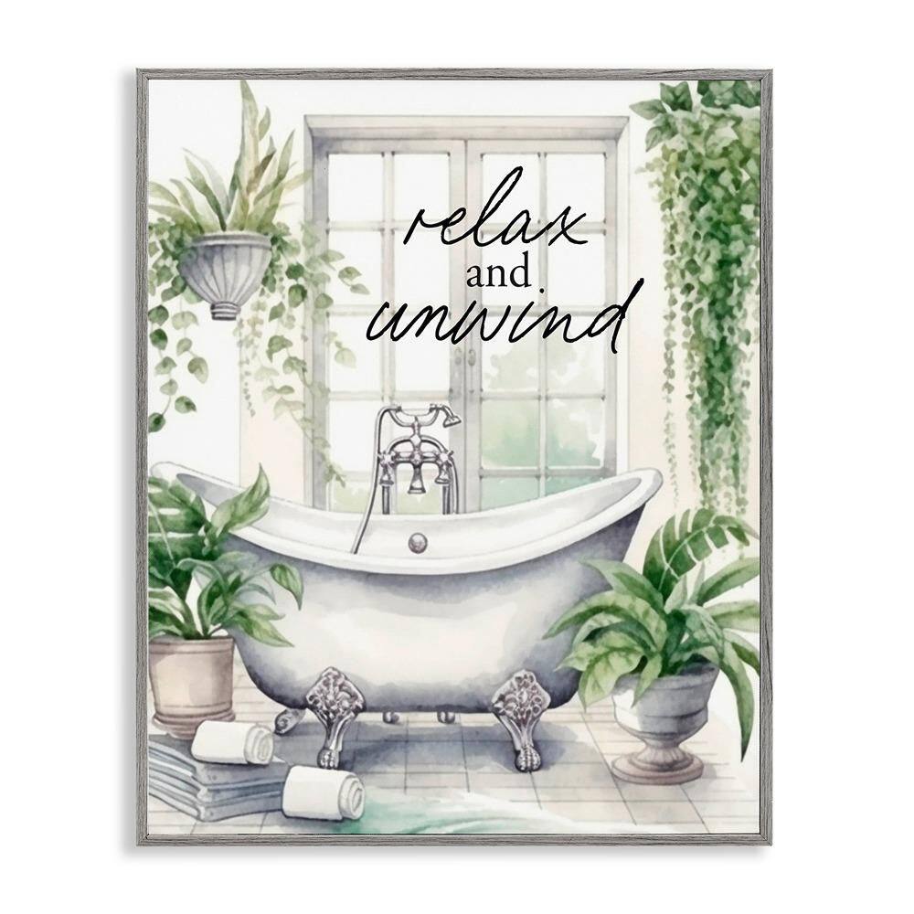 Relax Unwind Bath & Foliage by Lettered and Lined Gray Framed Giclee Nature Art Print 20 in. x 16 in. price history on PriceWatchPro