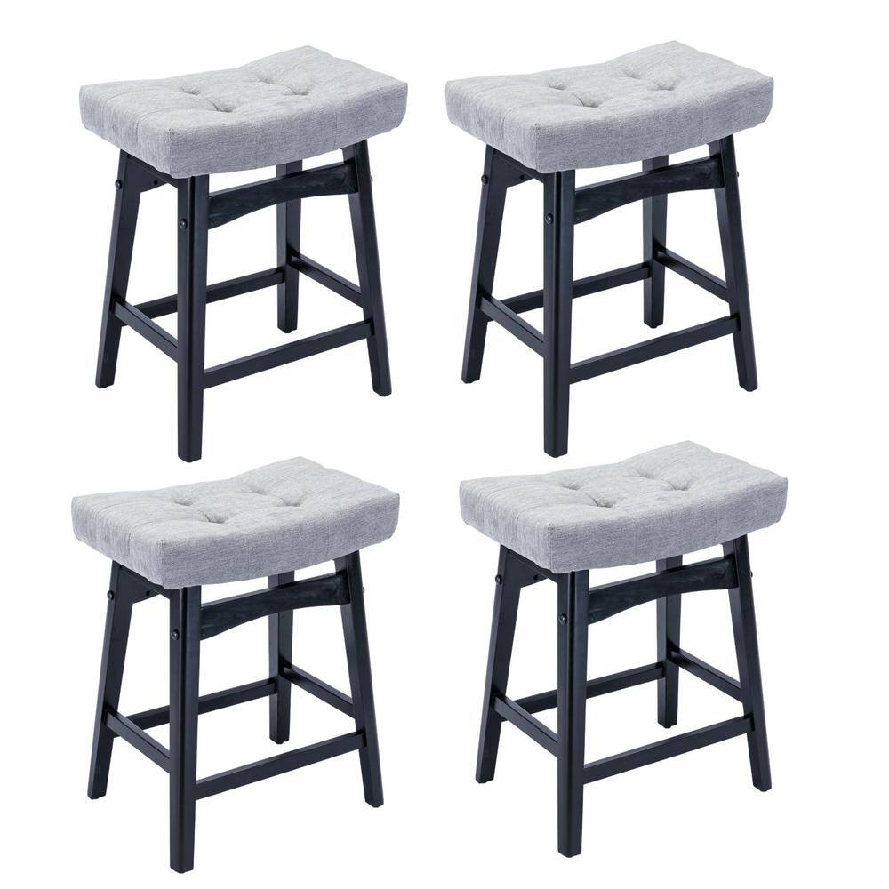 TIRAMISUBEST TD Garden Metal Outdoor Dining Chair with Gray Cushions (4