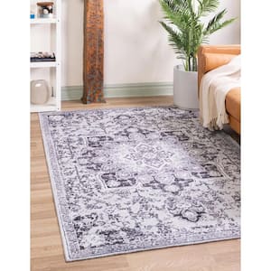 Renaissance Roma Light Gray 8 ft. x 10 ft. Machine Washable Area Rug