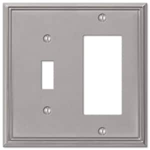 Rhodes 2 Gang 1-Toggle and 1-Rocker Metal Wall Plate - Brushed Nickel