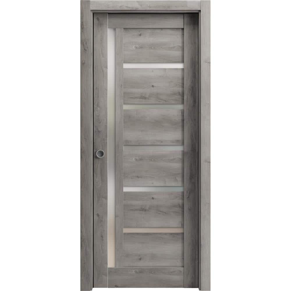 36 in. x 84 in. 1 Panel Nebraska Grey Finished MDF Sliding Door with Hardware price history on PriceWatchPro