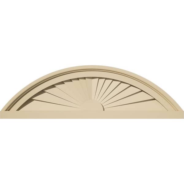 Ekena Millwork 24-in W x 7-in H x 2-in P Segment Arch Sunburst Signature Urethane Pediment, Primed Tan