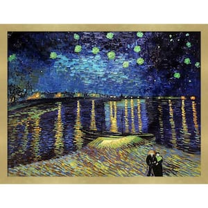 Starry Night Over The Rhone by Vincent Van Gogh Semplice Specchio Framed Oil Painting Art Print 40 in. x 52 in.